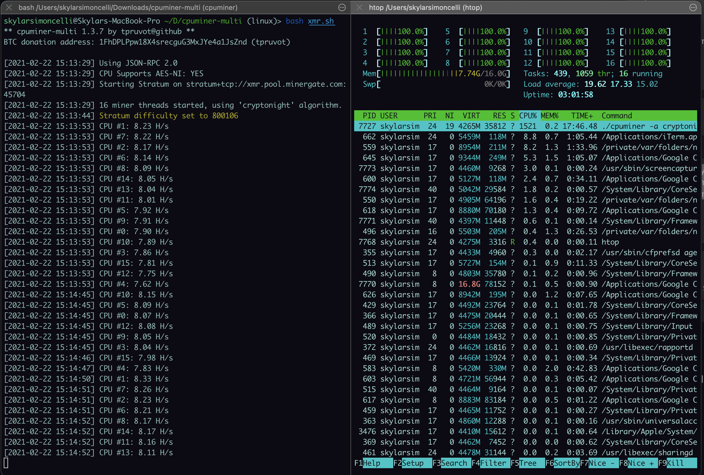 crypto mining cpu software